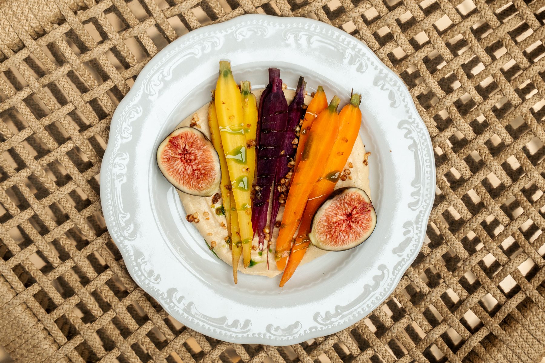 seasonal rainbow carrots with figs
